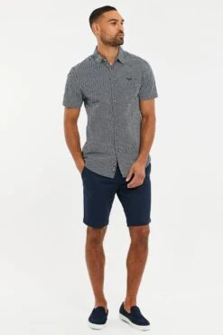 Threadbare 'Michelangelo' Cotton Geometric Print Short Sleeve Shirt -Joe Browns Store m7625914123503 navy xl 2