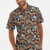 Threadbare 'Yucca' Cotton Tropical Print Short Sleeve Shirt