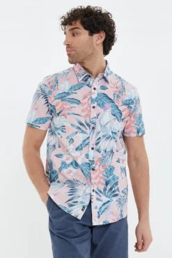 Threadbare 'Tropical' Cotton Short Sleeve Hawaiian Style Shirt