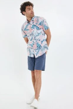 Threadbare 'Tropical' Cotton Short Sleeve Hawaiian Style Shirt -Joe Browns Store m7625914123718 pink xl 2