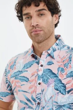 Threadbare 'Tropical' Cotton Short Sleeve Hawaiian Style Shirt -Joe Browns Store m7625914123718 pink xl 3