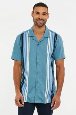 Threadbare 'Tenpin' Revere Collar Short Sleeve Striped Shirt