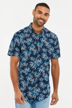 Threadbare 'Wisteria' Cotton Tropical Print Short Sleeve Shirt