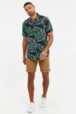 Threadbare 'Arecales' Short Sleeve Tropical Print Shirt -Joe Browns Store m7625914126962 black xl 2