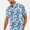 Threadbare 'Bellis' Cotton Tropical Print Short Sleeve Shirt -Joe Browns Store m7625914126993 mint xl