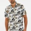 Threadbare 'Sharp' Short Sleeve Tropical Print Shirt -Joe Browns Store m7625914127716 stone xl