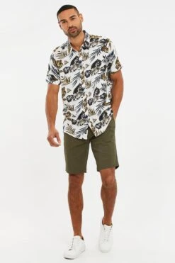 Threadbare 'Sharp' Short Sleeve Tropical Print Shirt -Joe Browns Store m7625914127716 stone xl 2