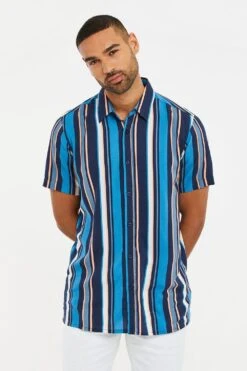 Threadbare 'Fillip' Vertical Striped Short Sleeve Shirt