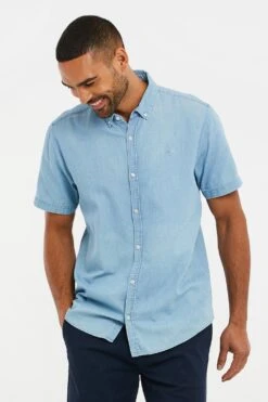 Threadbare 'Pied' Short Sleeve Denim Shirt