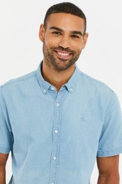 Threadbare 'Pied' Short Sleeve Denim Shirt -Joe Browns Store m7625914130679 light20blue xl 3