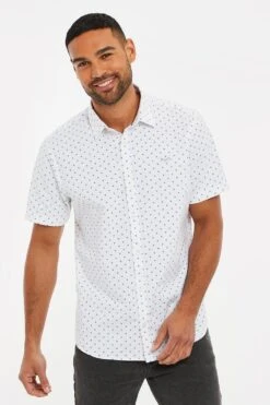 Threadbare 'Leonardo' Cotton Diamond Print Short Sleeve Shirt