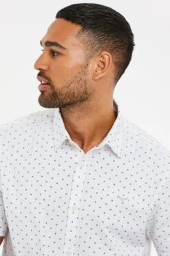 Threadbare 'Leonardo' Cotton Diamond Print Short Sleeve Shirt -Joe Browns Store m7625914130709 white xl 3