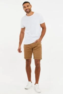 Threadbare Cotton 'Sanky' Chino Shorts -Joe Browns Store m7625914134097 camel xl 2