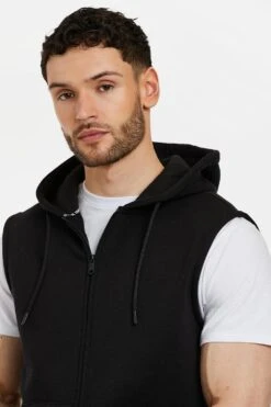 Threadbare 'Caramel' Sleeveless Zip-Through Cotton Blend Hoody -Joe Browns Store m7625914142139 black xl 3