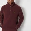 Threadbare 'Blade' Quarter Zip Fleece Sweatshirt -Joe Browns Store m7625914165367 burgundy xl