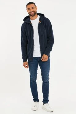 Threadbare 'Rueben' Micro Fleece Zip Through Hoodie -Joe Browns Store m7625914165619 navy xl 2