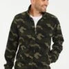 Threadbare 'Fowler' Camo Print Borg Zip Through Fleece -Joe Browns Store m7625914167637 khaki xl