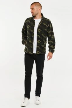 Threadbare 'Fowler' Camo Print Borg Zip Through Fleece -Joe Browns Store m7625914167637 khaki xl 2
