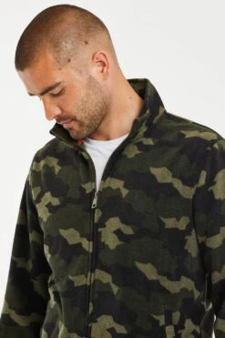 Threadbare 'Fowler' Camo Print Borg Zip Through Fleece -Joe Browns Store m7625914167637 khaki xl 3