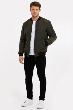 Threadbare 'Rage' Borg Lined Bomber Jacket -Joe Browns Store m7625914169877 khaki xl 2