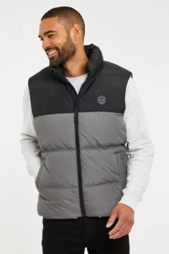 Threadbare 'Lethame' Showerproof Funnel Neck Padded Gilet