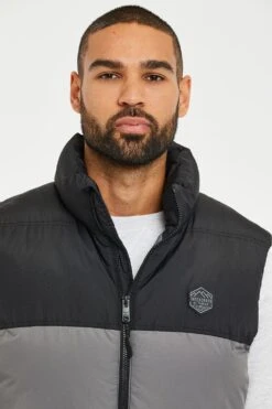Threadbare 'Lethame' Showerproof Funnel Neck Padded Gilet 8 Threadbare 'Lethame' Showerproof Funnel Neck Padded Gilet -Joe Browns Store m7625914170590 grey xl 2