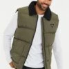 Threadbare 'Taylor' Borg Collar Padded Gilet -Joe Browns Store m7625914171016 khaki xl