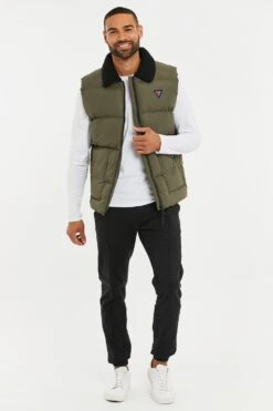 Threadbare 'Taylor' Borg Collar Padded Gilet -Joe Browns Store m7625914171016 khaki xl 2