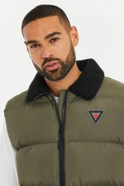 Threadbare 'Taylor' Borg Collar Padded Gilet -Joe Browns Store m7625914171016 khaki xl 3