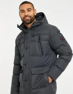 Threadbare 'Jackton' Showerproof Hooded Padded Jacket -Joe Browns Store m7625914172952 charcoal xl 2