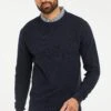 Threadbare 'Andy' Crew Neck Cotton Jumper With Mock Shirt Collar