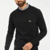 Threadbare 'Pecan' Crew Neck Cotton Jumper With Mock Shirt Collar