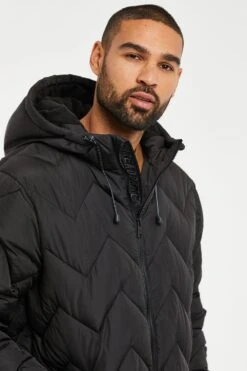 Threadbare 'Gandey' Longline Padded Jacket -Joe Browns Store m7625914177940 black xl 5
