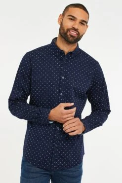 Threadbare 'Trim' Geometric Print Long Sleeve Shirt
