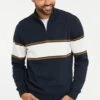 Threadbare 'Evergreen' Cotton Colourblock Zip Neck Jumper -Joe Browns Store m7625914187659 navy xl