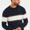 Threadbare 'Greenwich' Cotton Colourblock Crew Neck Jumper -Joe Browns Store m7625914191458 navy xl