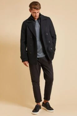 Threadbare 'Saile' Double Breasted Tailored Coat With Mock Layer -Joe Browns Store m7625914197870 black xl 2
