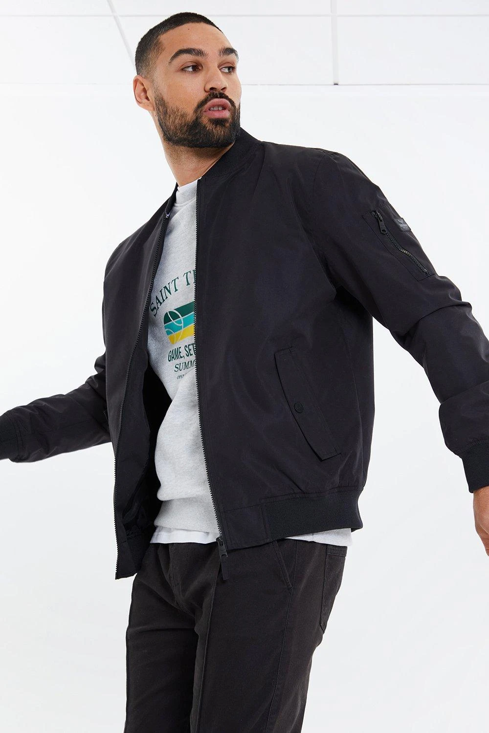 Threadbare 'Herman' Lightweight Zip Through Bomber Jacket 3 Threadbare 'Herman' Lightweight Zip Through Bomber Jacket