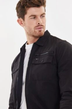 Threadbare 'Chaser' Lightweight Zip Through Cotton Shacket -Joe Browns Store m7625914224989 black xl 3