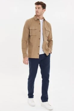 Threadbare 'Drupe' Long Sleeved Cotton Twill Shacket -Joe Browns Store m7625914225283 stone xl 2