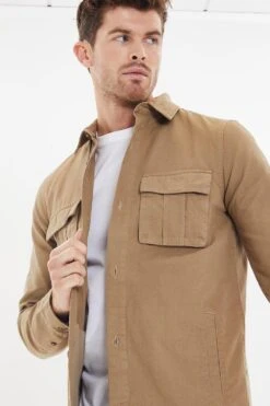 Threadbare 'Drupe' Long Sleeved Cotton Twill Shacket -Joe Browns Store m7625914225283 stone xl 3