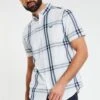 Threadbare 'Marcello' Cotton Short Sleeve Check Shirt -Joe Browns Store m7625914226976 white xl