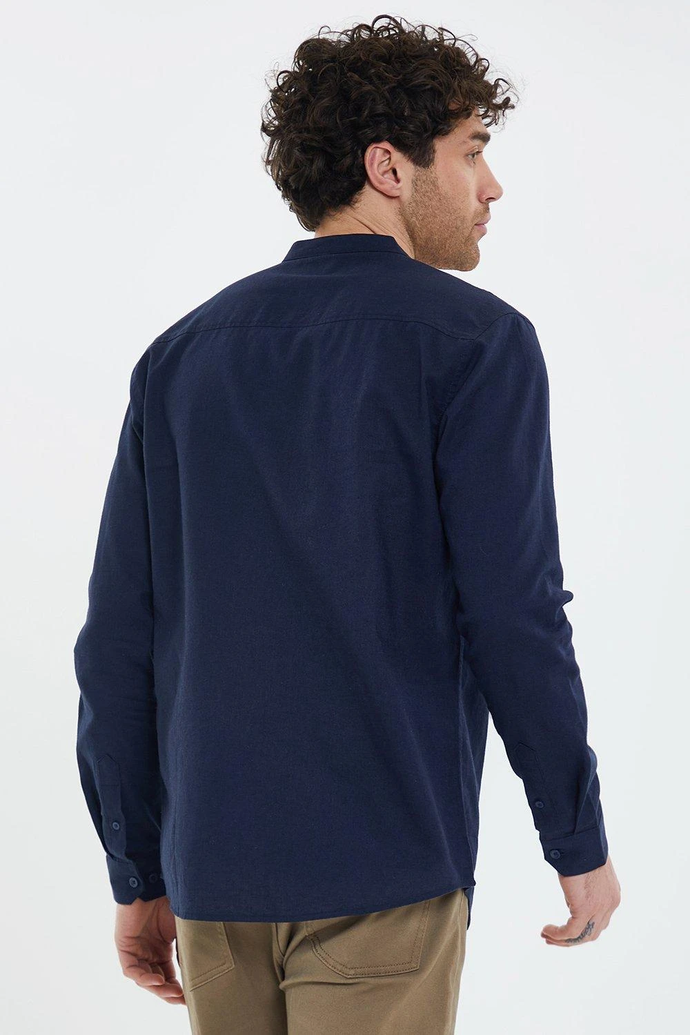 Threadbare Ushuaia' Linen Blend Long Sleeve Grandad Collar Shirt 4 Threadbare Ushuaia' Linen Blend Long Sleeve Grandad Collar Shirt - Image 2