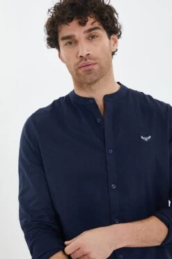 Threadbare Ushuaia' Linen Blend Long Sleeve Grandad Collar Shirt 9 Threadbare Ushuaia' Linen Blend Long Sleeve Grandad Collar Shirt -Joe Browns Store m7625914227096 navy xl 3