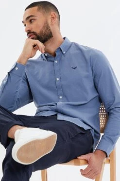 Threadbare Oxford Cotton 'Beacon' Long Sleeve Shirt -Joe Browns Store m7625914229960 mid20blue xl 2