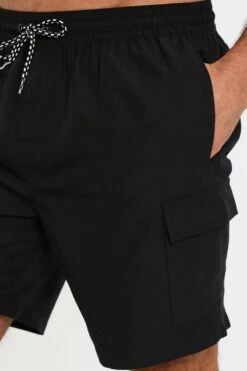 Threadbare 'Saxon' Mid-length Cargo Swim Shorts -Joe Browns Store m7625914230478 black xl 3