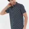 Threadbare 'Birchfield' Short Sleeve Geometric Print Cotton Shirt