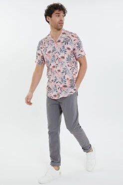 Threadbare 'Atoll' Short Sleeve Floral Print Revere Collar Shirt -Joe Browns Store m7625914231703 pink xl 2