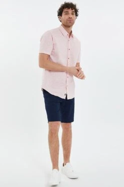 Threadbare 'Peony' Short Sleeve Leaf Print Cotton Shirt -Joe Browns Store m7625914231833 light20pink xl 2