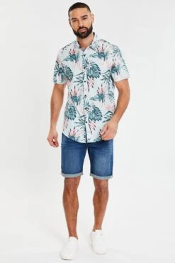 Threadbare 'Paradise' Short Sleeve Tropical Print Cotton Shirt 8 Threadbare 'Paradise' Short Sleeve Tropical Print Cotton Shirt -Joe Browns Store m7625914231949 blue xl 2